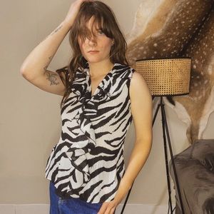 Y2K Sunny Leigh Zebra Chiffon Blouse